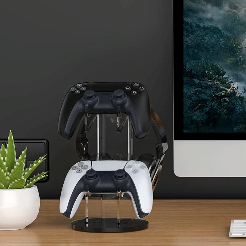 Black Acrylic Game Controller Display Stand With Headphone Hanger 7