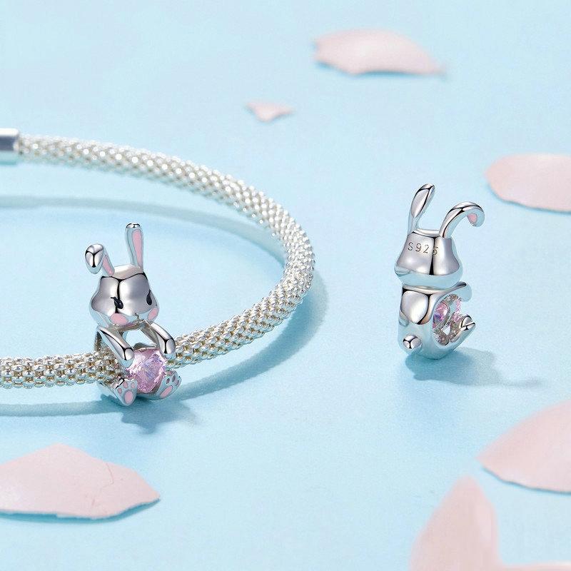 925 Sterling Silver Easter Bunny Diy Beads 5