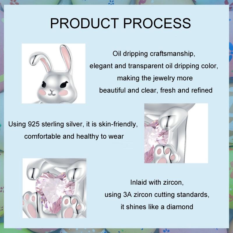 925 Sterling Silver Easter Bunny Diy Beads 6