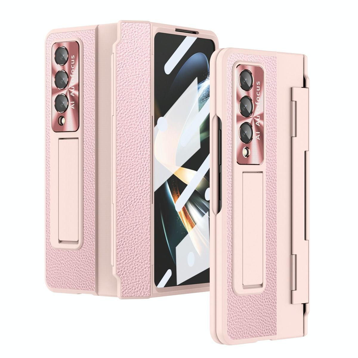 For Samsung Galaxy z Fold4 5G Full Coverage Phone Case with Hinge - Integrated Design - Pink 15