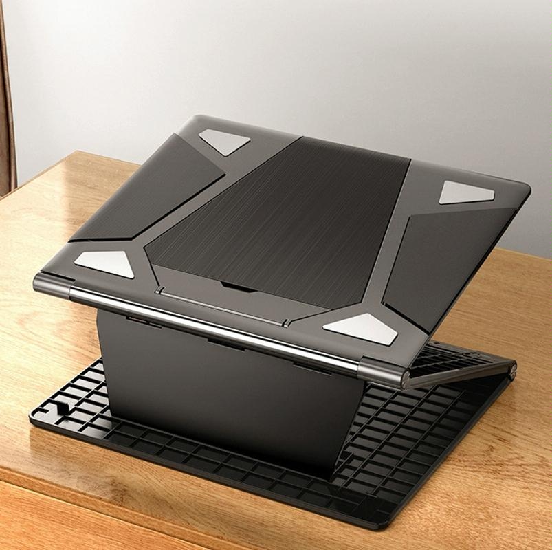 Portable Laptop Stand - Adjustable Height Foldable Heat Dissipation - Elegant Black 3