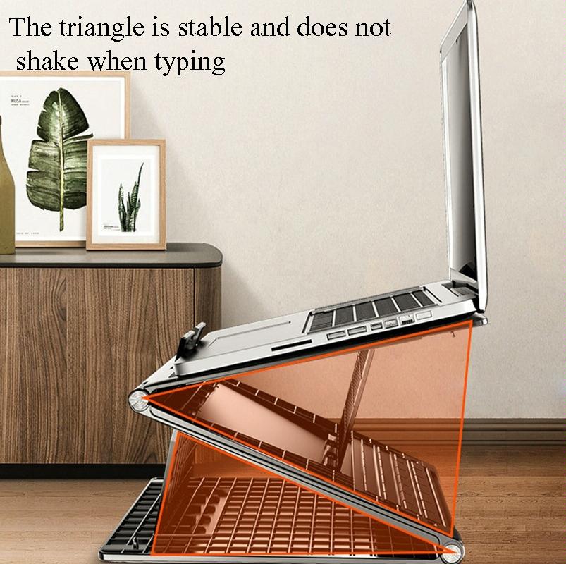 Portable Laptop Stand - Adjustable Height Foldable Heat Dissipation - Elegant Black 4