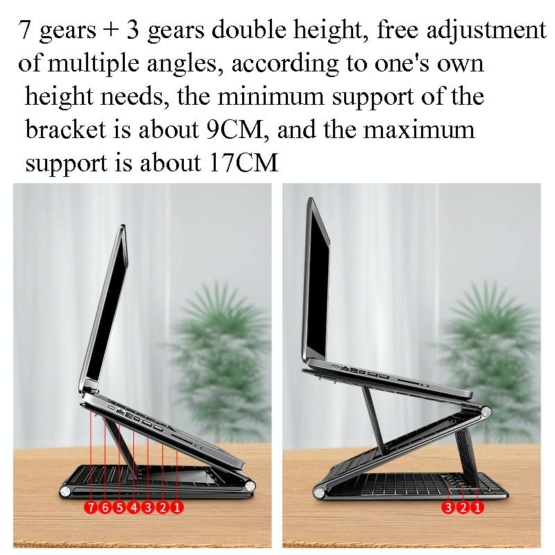 Portable Laptop Stand - Adjustable Height Foldable Heat Dissipation - Elegant Black 5