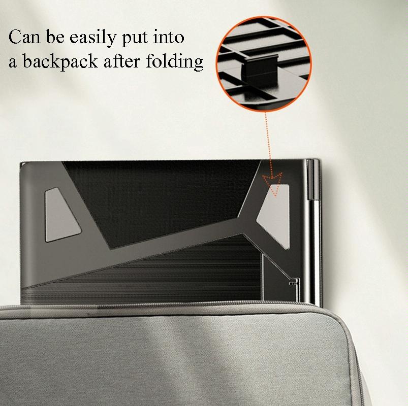 Portable Laptop Stand - Adjustable Height Foldable Heat Dissipation - Elegant Black 6