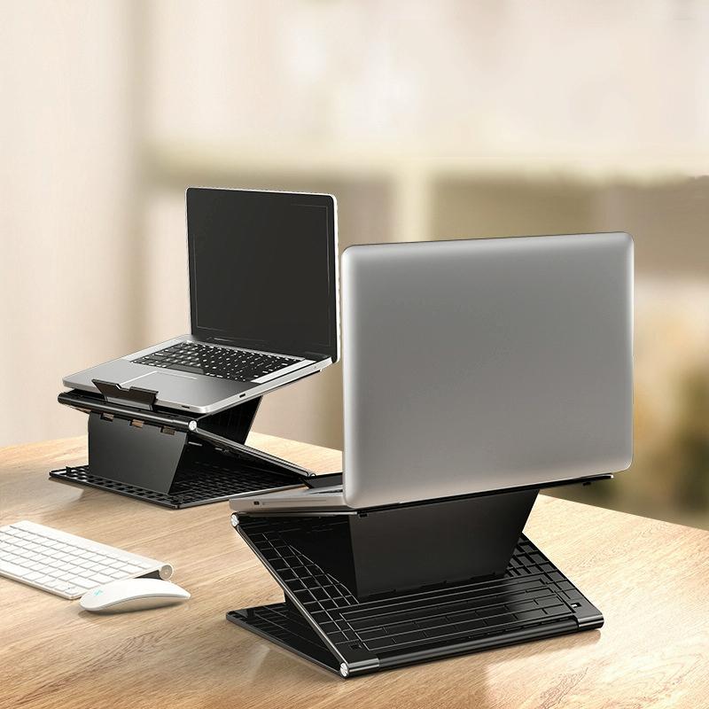 Portable Laptop Stand - Adjustable Height Foldable Heat Dissipation - Elegant Black 8