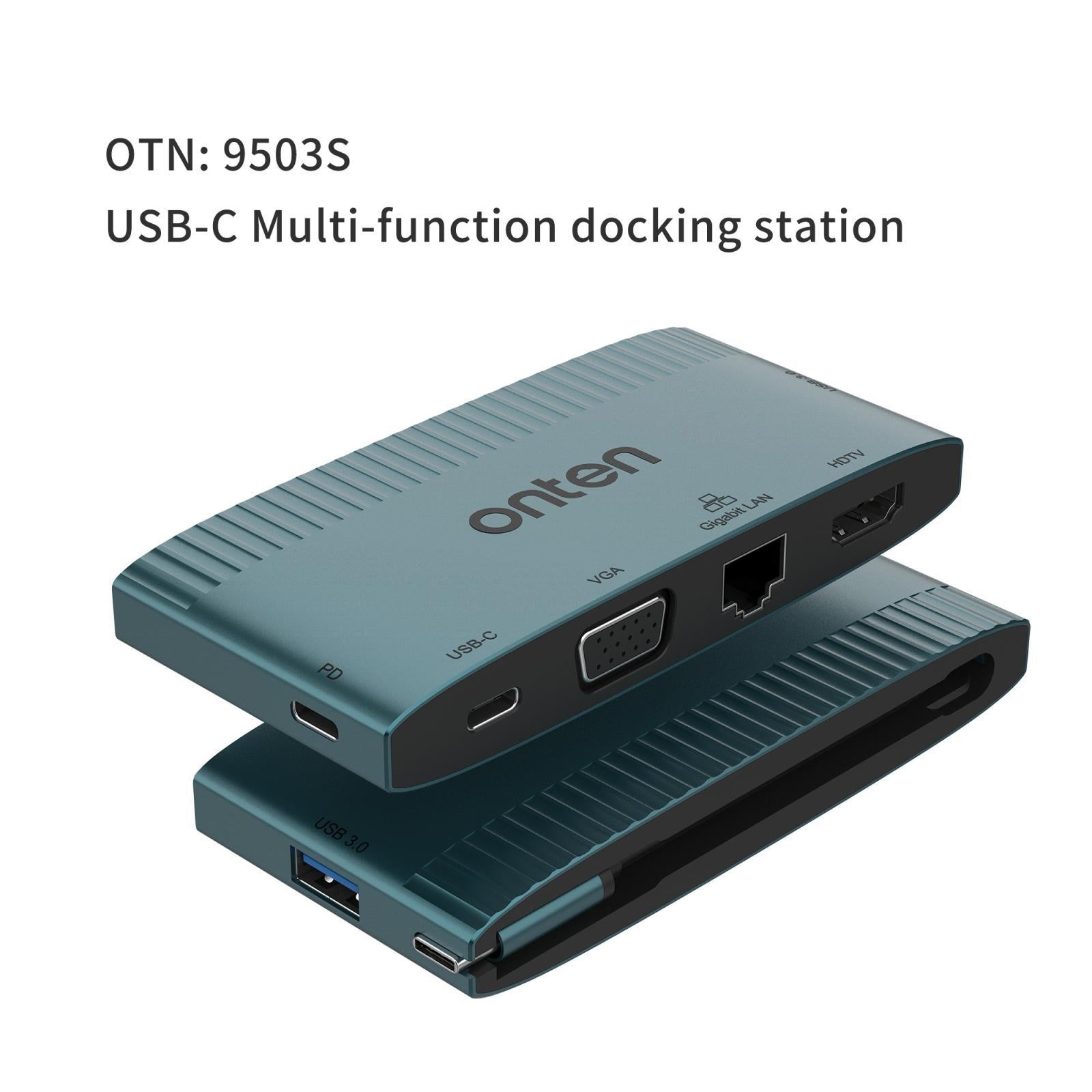6-In-1 Usb-C Docking Station With Hdtv Vga Gigabit Data Pd 3.0 Usb 3.0 3