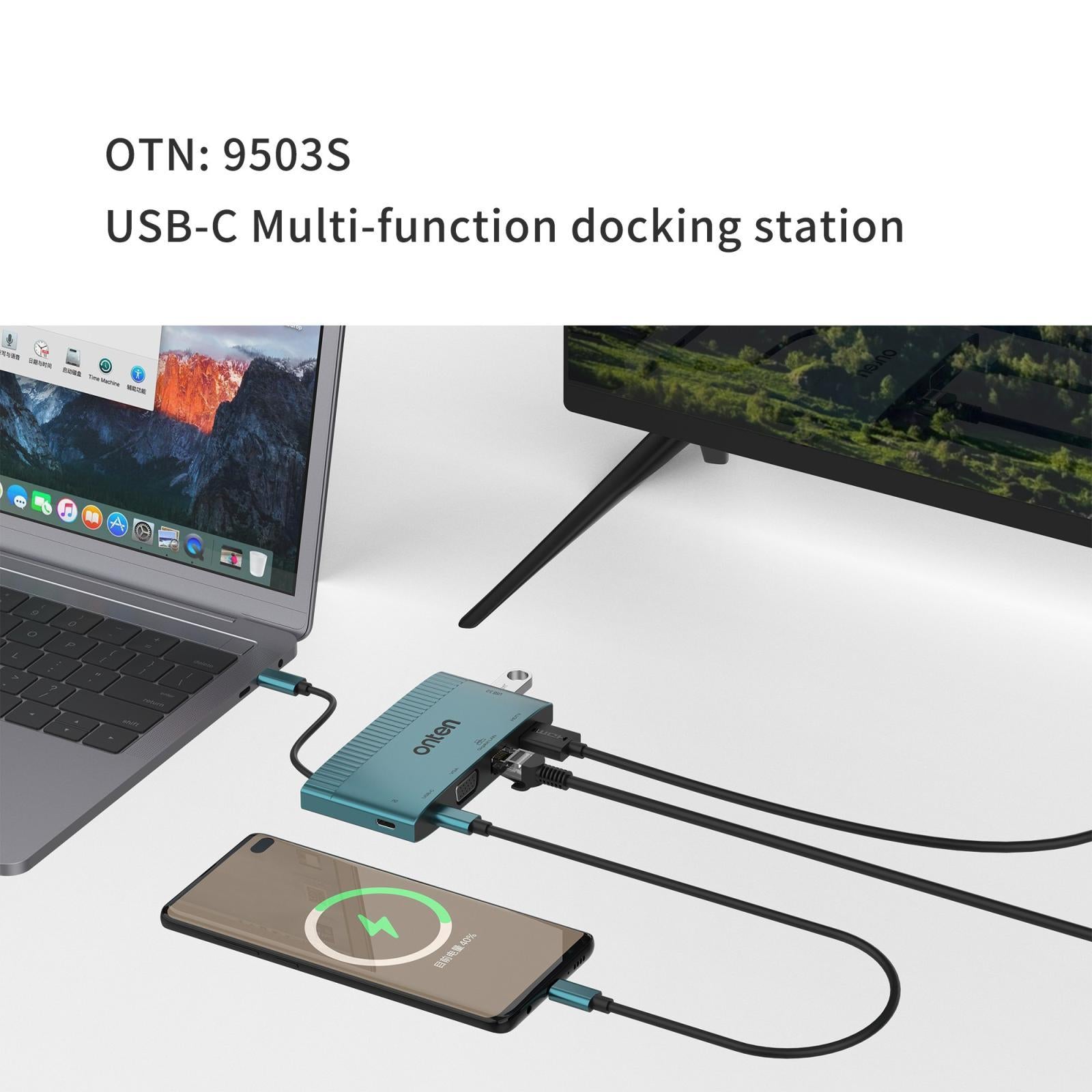 6-In-1 Usb-C Docking Station With Hdtv Vga Gigabit Data Pd 3.0 Usb 3.0 7