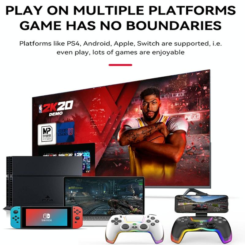 Wireless Bluetooth Grip for Ps4 with Dazzling Colour Light - Black 6