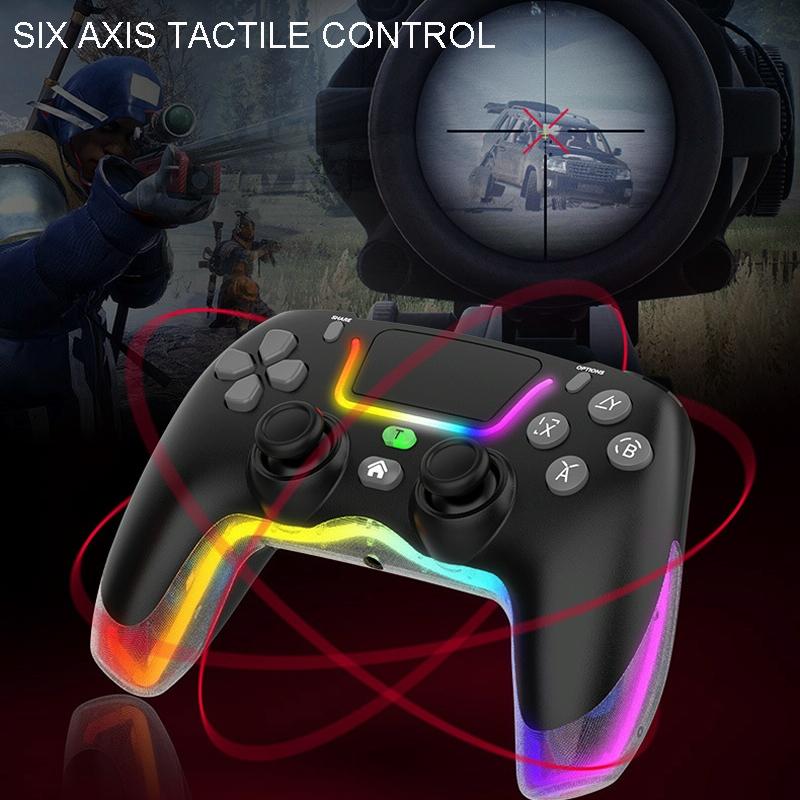 Wireless Bluetooth Grip for Ps4 with Dazzling Colour Light - Black 9