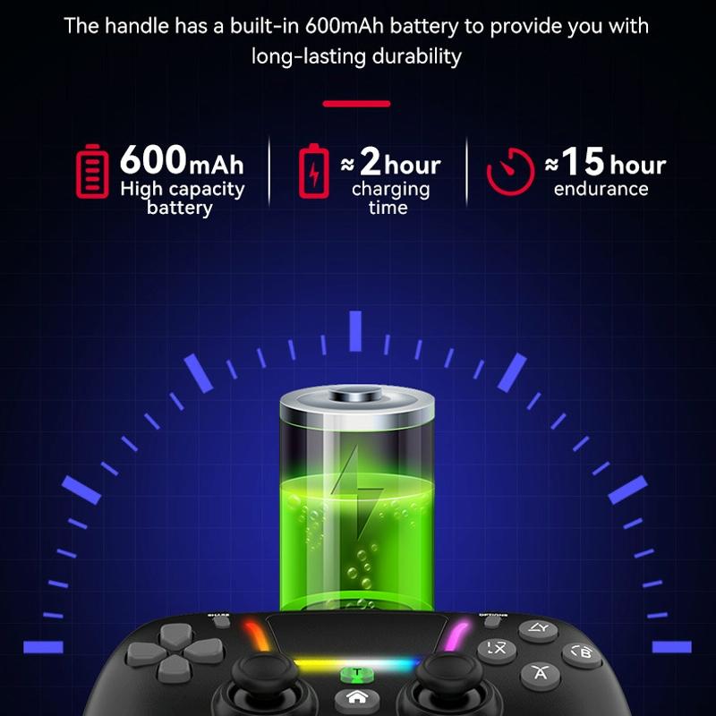 Wireless Bluetooth Grip for Ps4 with Dazzling Colour Light - Black 11