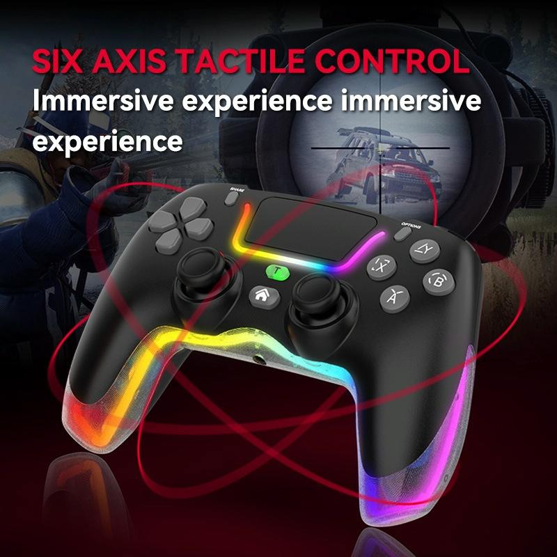 Wireless Bluetooth Grip for Ps4 with Dazzling Colour Light - Black 12
