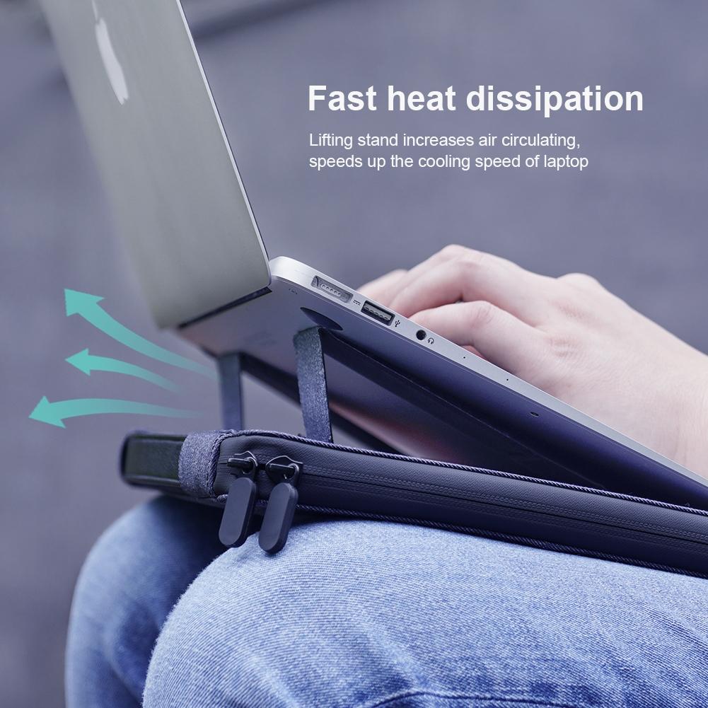 14 Inch Multifunctional Laptop Storage Bag with Holder - Black 7