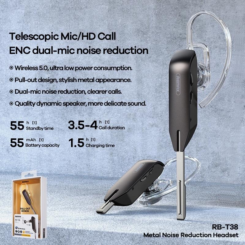 Wireless Metal Bluetooth Earphone with Noise Reduction - Black 7
