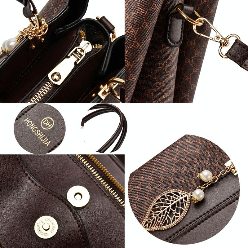 Large Capacity Summer Lady Handbag - Colourblock Shoulder / Crossbody - Coffee 8