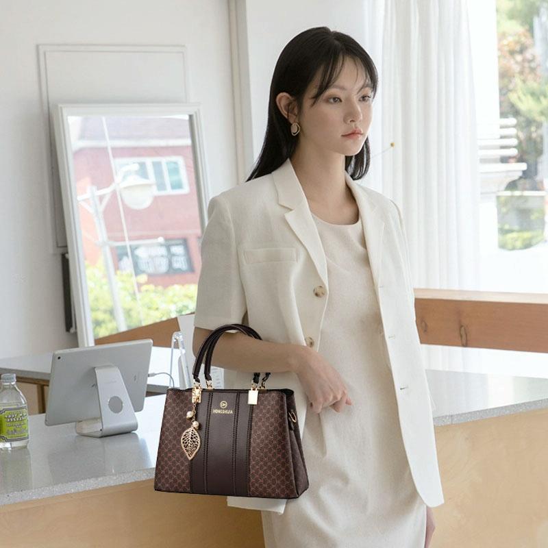 Large Capacity Summer Lady Handbag - Colourblock Shoulder / Crossbody - Coffee 10