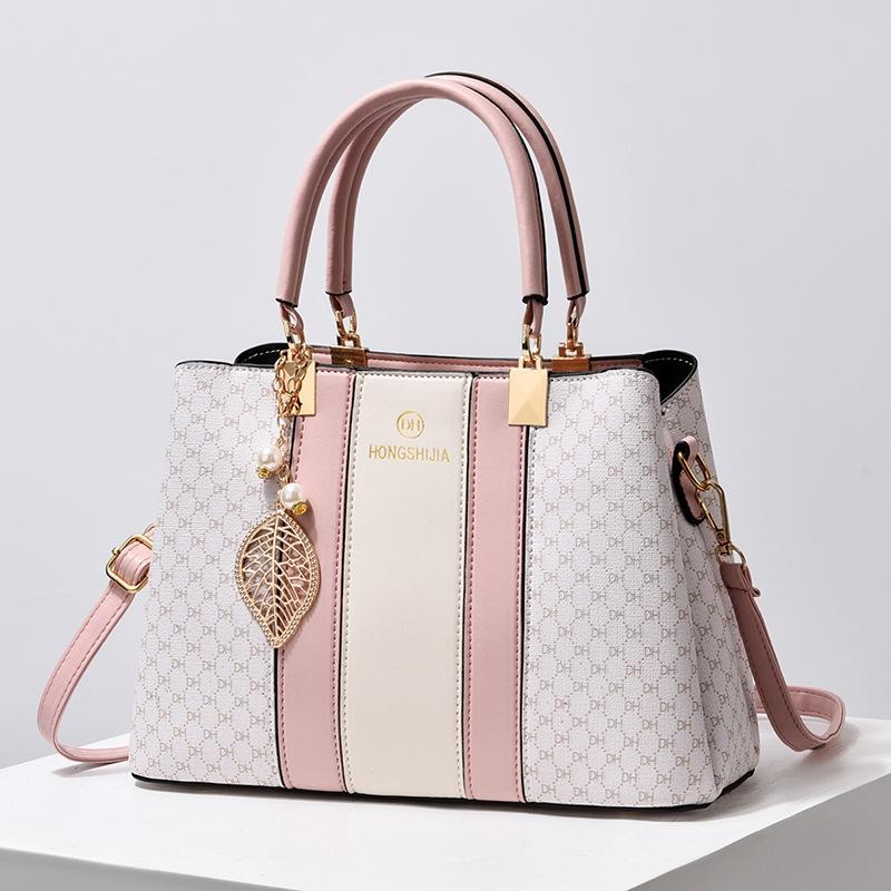 Large Capacity Summer Lady Handbag - Colourblock Shoulder / Crossbody - Coffee 11