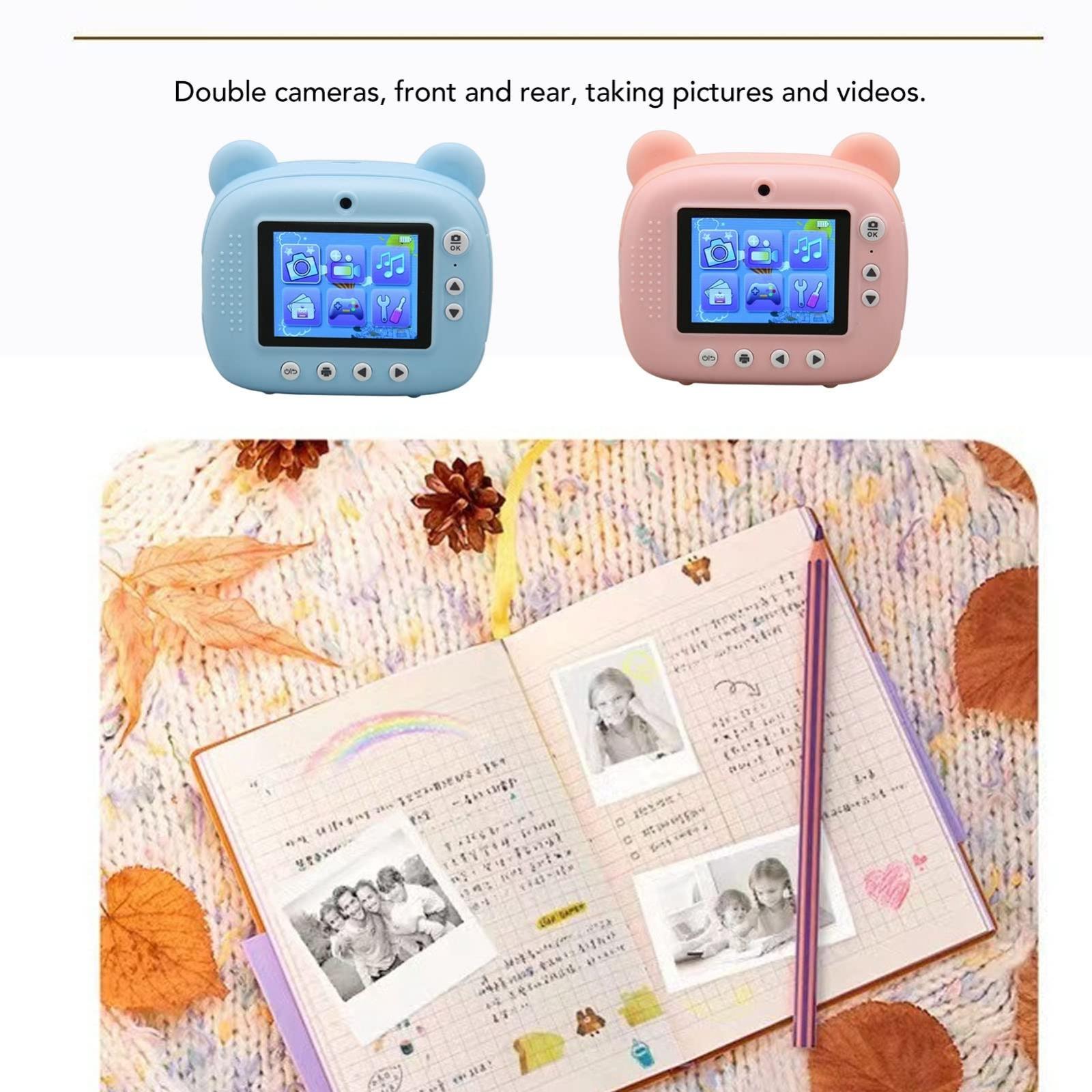 Instant Print Camera for Kids with Dual Lens and 2.4-inch Screen - Pink 12