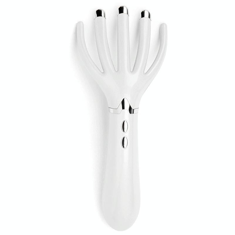 Heated Vibration Head Massager Mini Electric Comb Pearl White 3