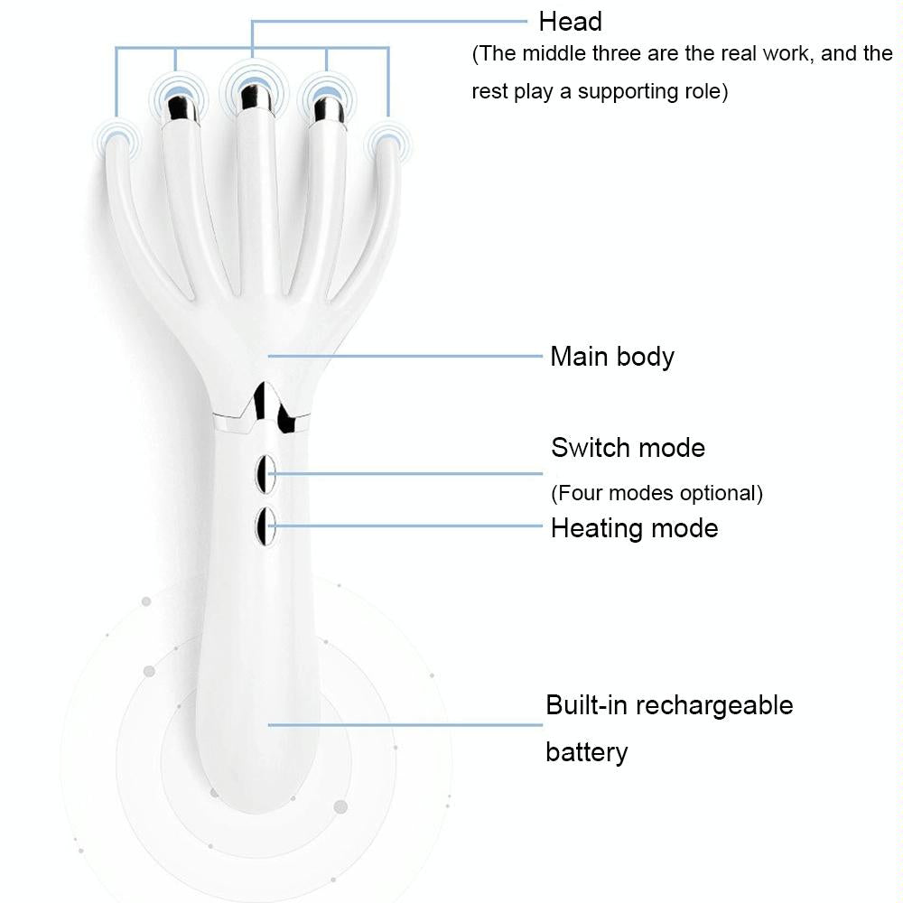 Heated Vibration Head Massager Mini Electric Comb Pearl White 4