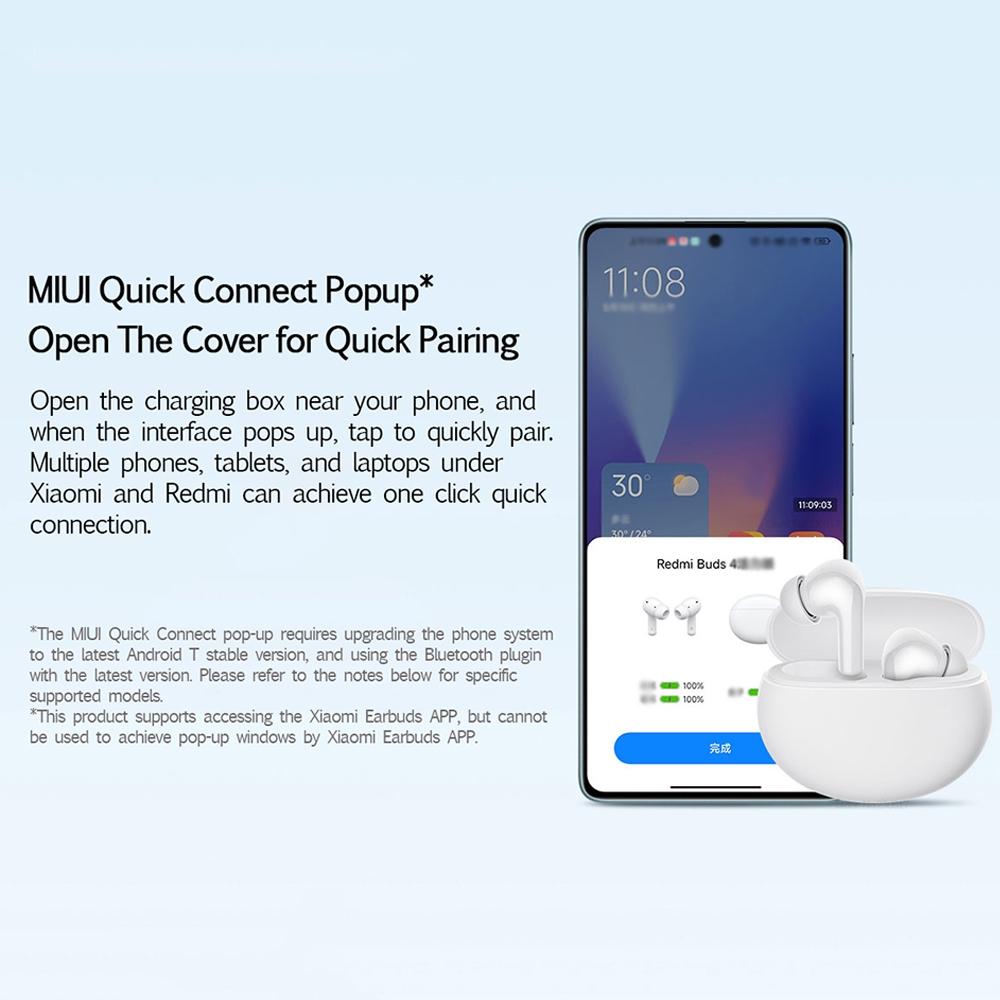 Waterproof Redmi Buds 4 Vitality Wireless Earphone with Bluetooth Calling and Noise Reduction - White 5