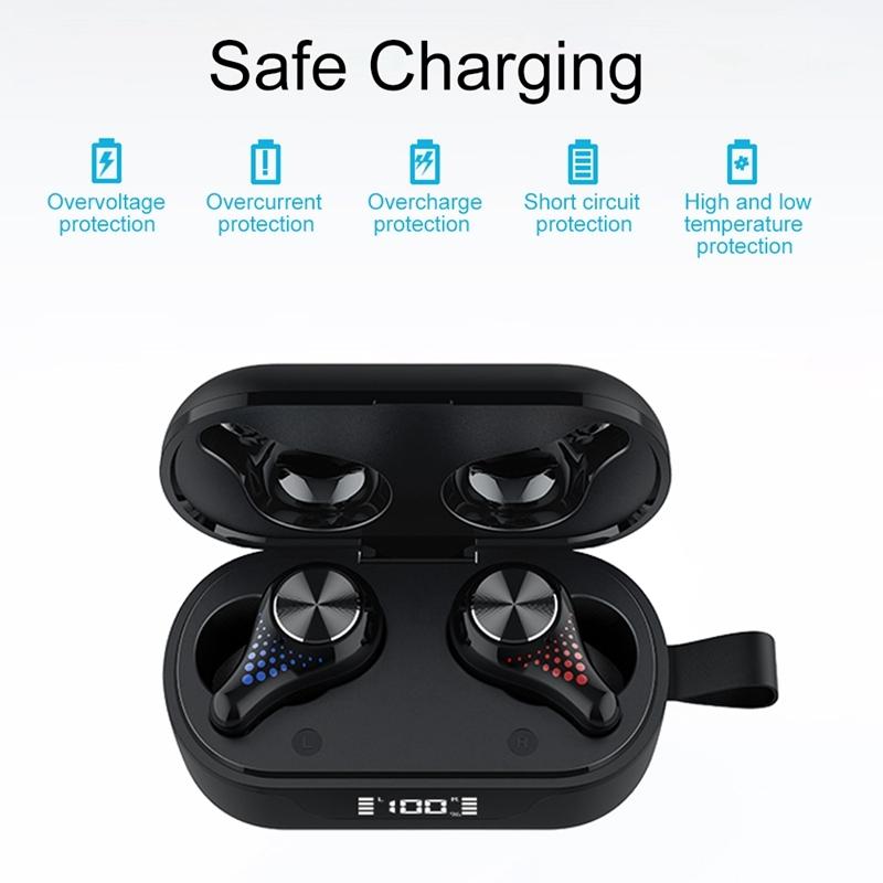 Waterproof T8 Wireless Bluetooth Earbuds with Led Display - Black 4