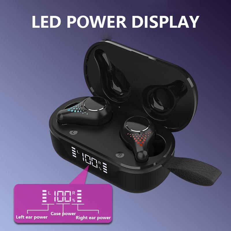 Waterproof T8 Wireless Bluetooth Earbuds with Led Display - Black 7
