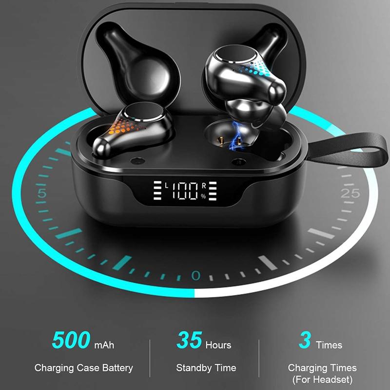 Waterproof T8 Wireless Bluetooth Earbuds with Led Display - Black 8