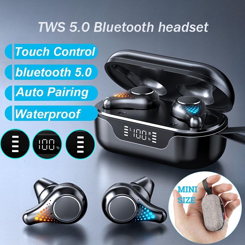 Waterproof T8 Wireless Bluetooth Earbuds with Led Display - Black 13