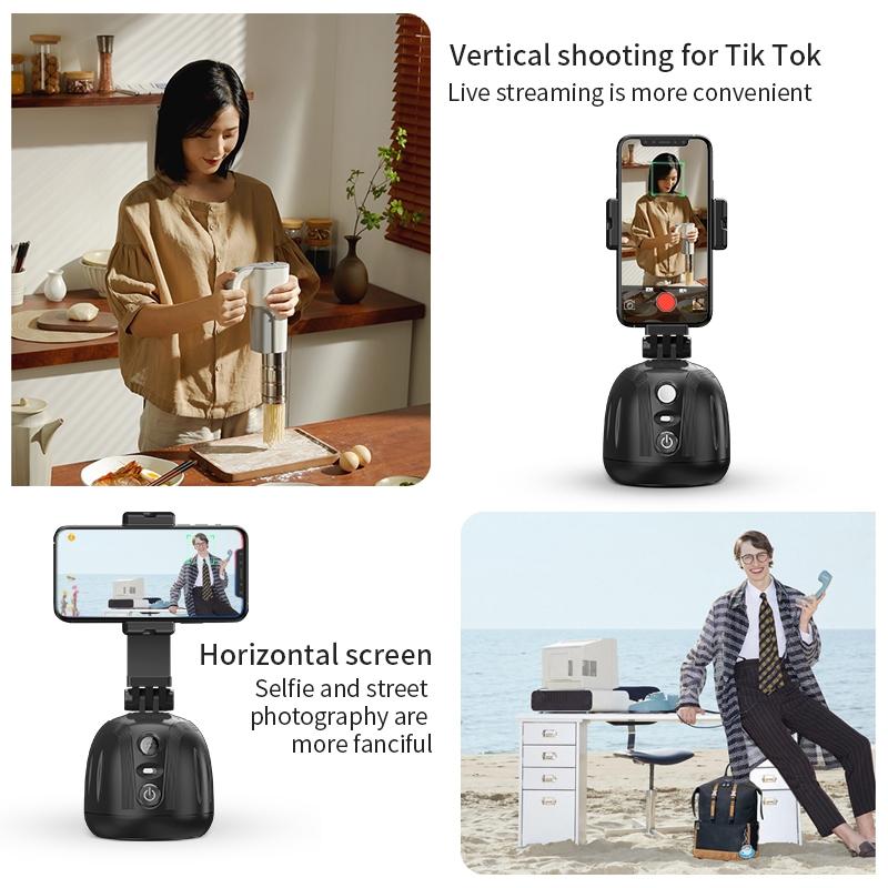 Smart 360 Degree Live Video Recording Desktop Stabilizer - White 6