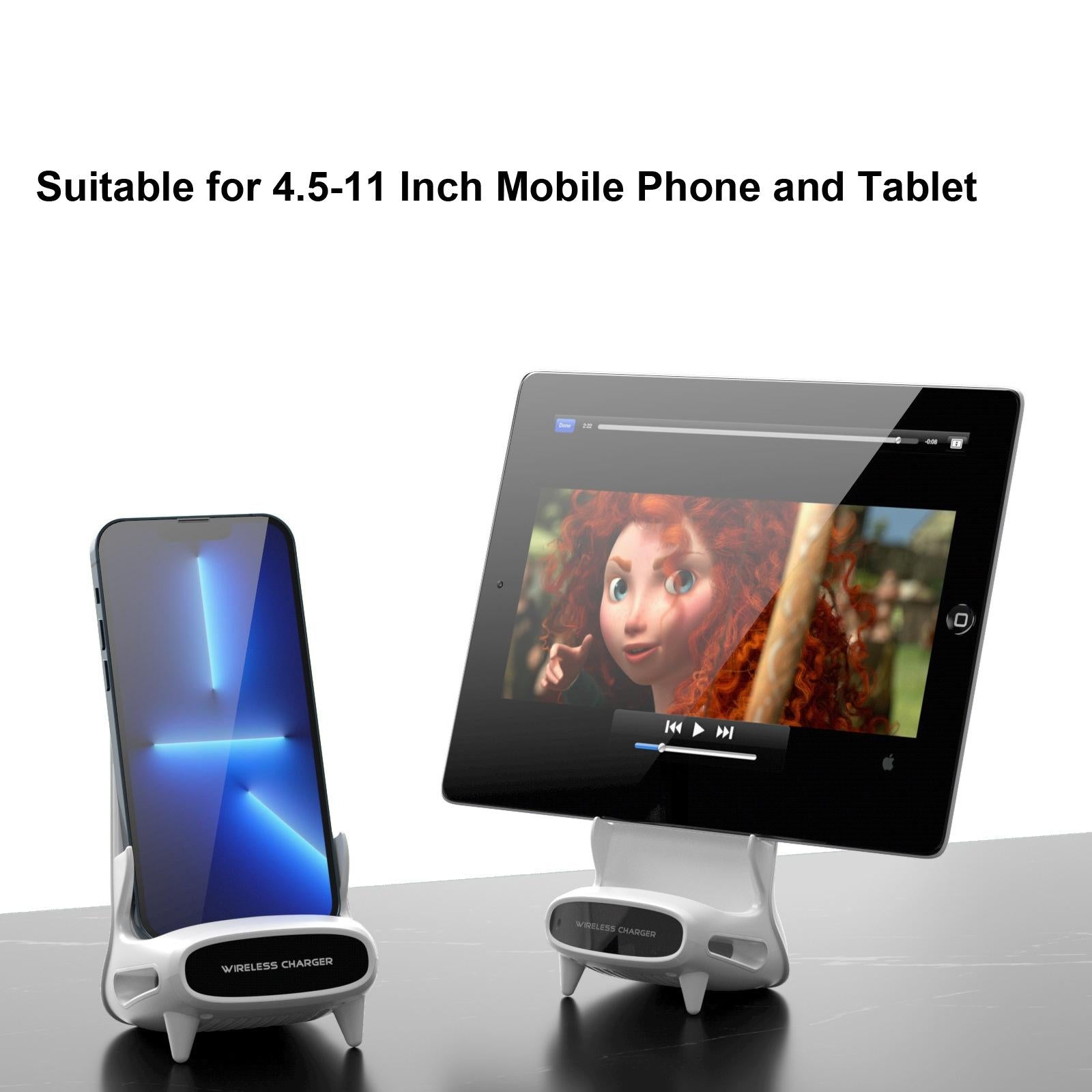 15W Vertical Wireless Charger For 4.5 11 Devices White 5
