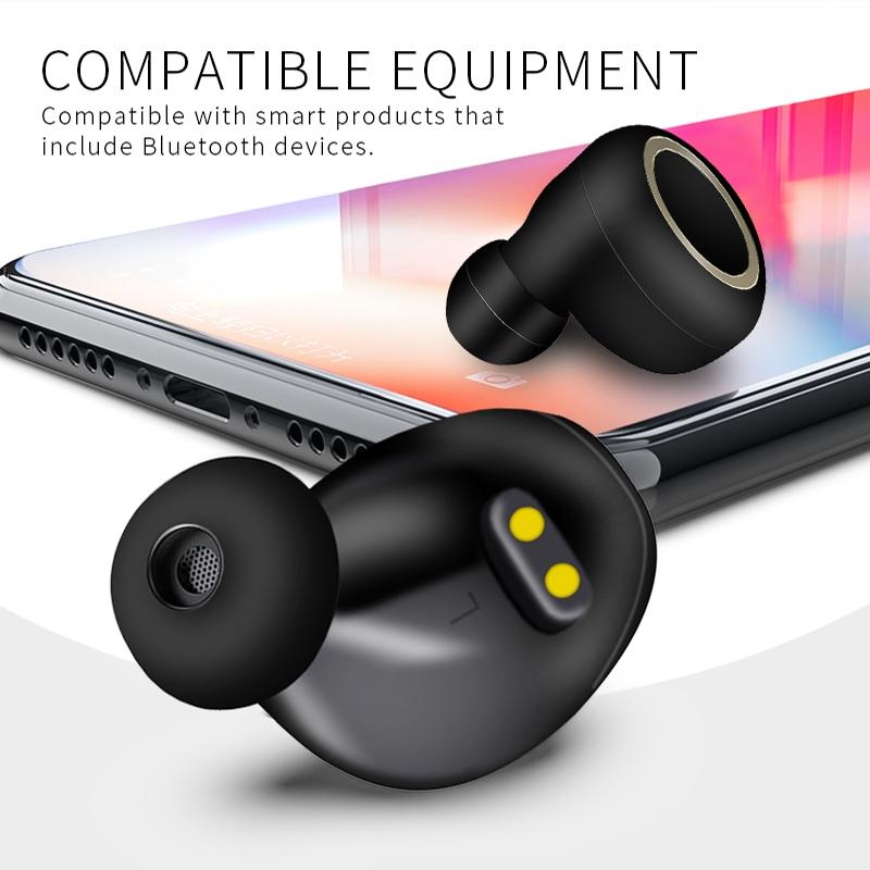 Mini Invisible Tws Bluetooth 5.0 Earphones with Charging Box & Mic - Black 4