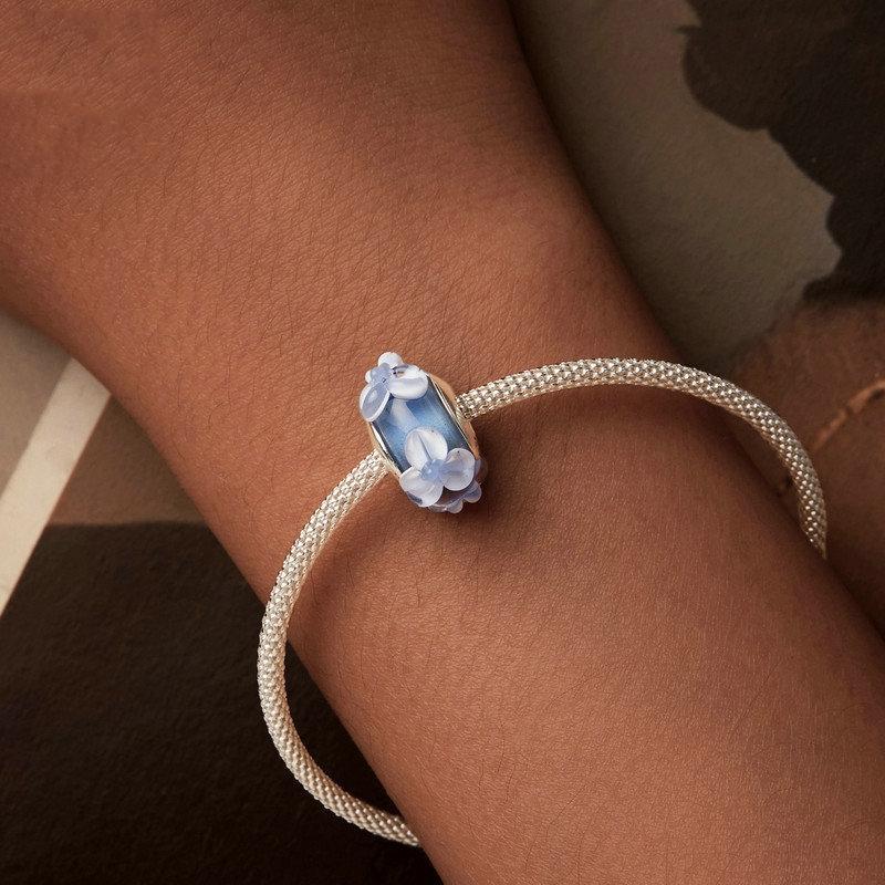 925 Sterling Silver Blue Flower Glass Bead Diy Jewelry 7