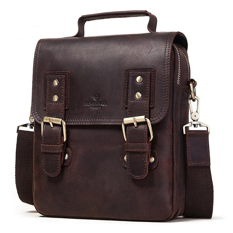 Brown Leather Crossbody Backpack For Men 3