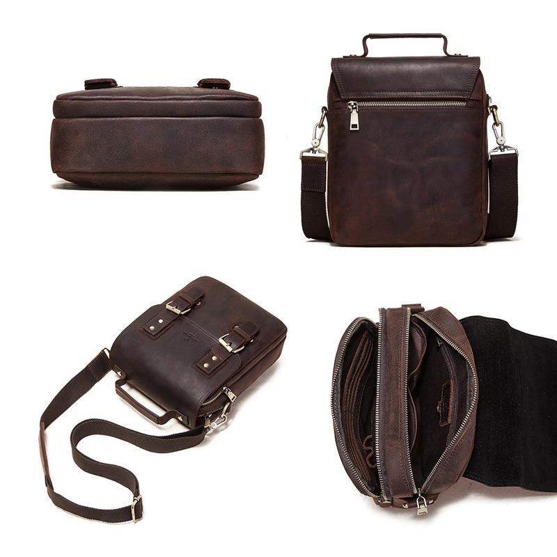 Brown Leather Crossbody Backpack For Men 4