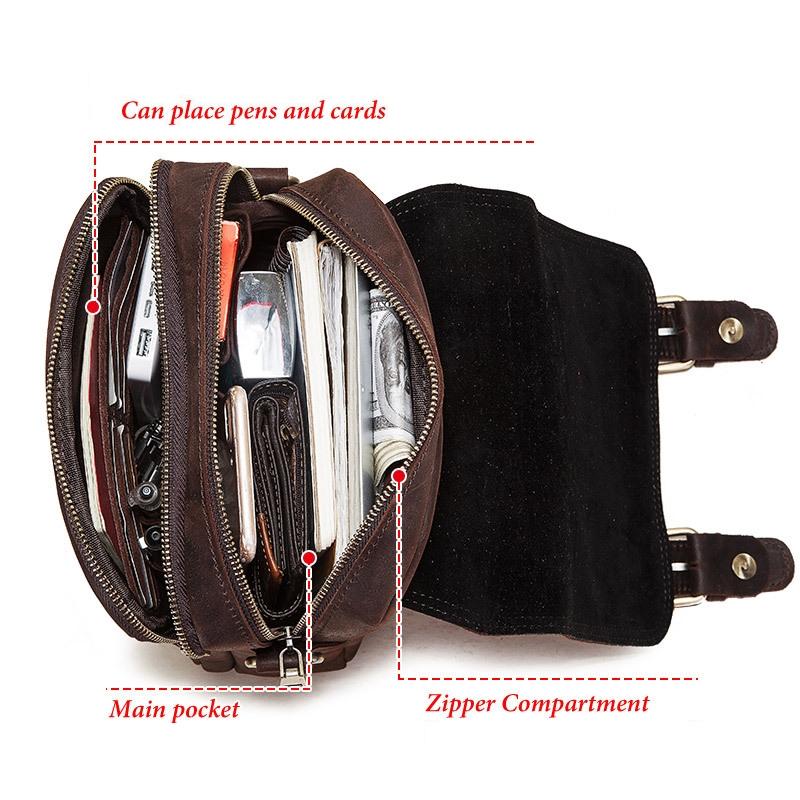Brown Leather Crossbody Backpack For Men 6