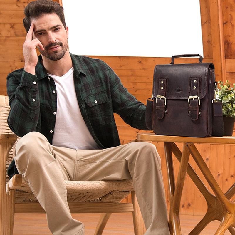 Brown Leather Crossbody Backpack For Men 8