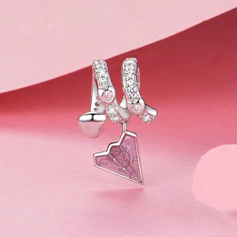 925 Sterling Silver Paper Airplane Love Letter Pendant 3
