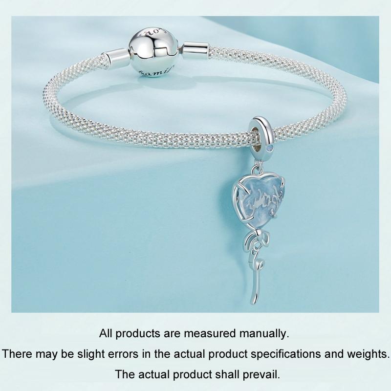925 Sterling Silver Blue Heart Balloon Diy Beads 6