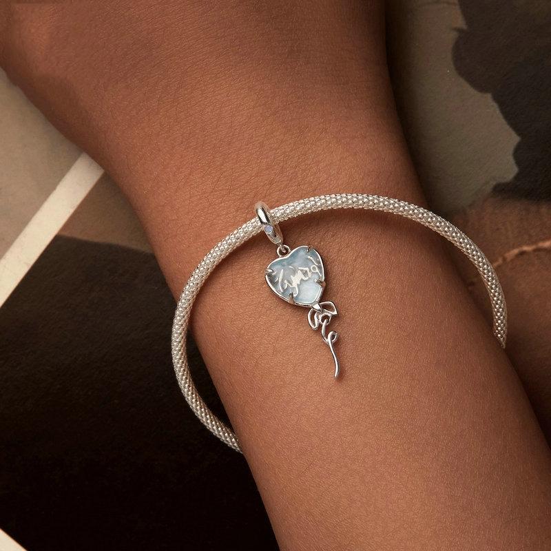 925 Sterling Silver Blue Heart Balloon Diy Beads 7