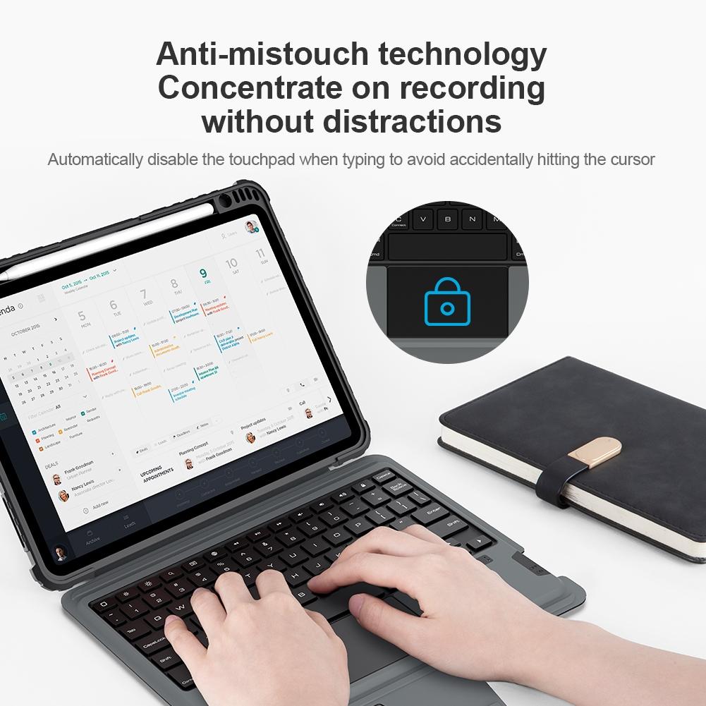 Bluetooth Touch Keyboard Smart Tablet Case For Ipad Air 10.9 / 4 / 5 / Pro 11 2020-2022 In Black 11