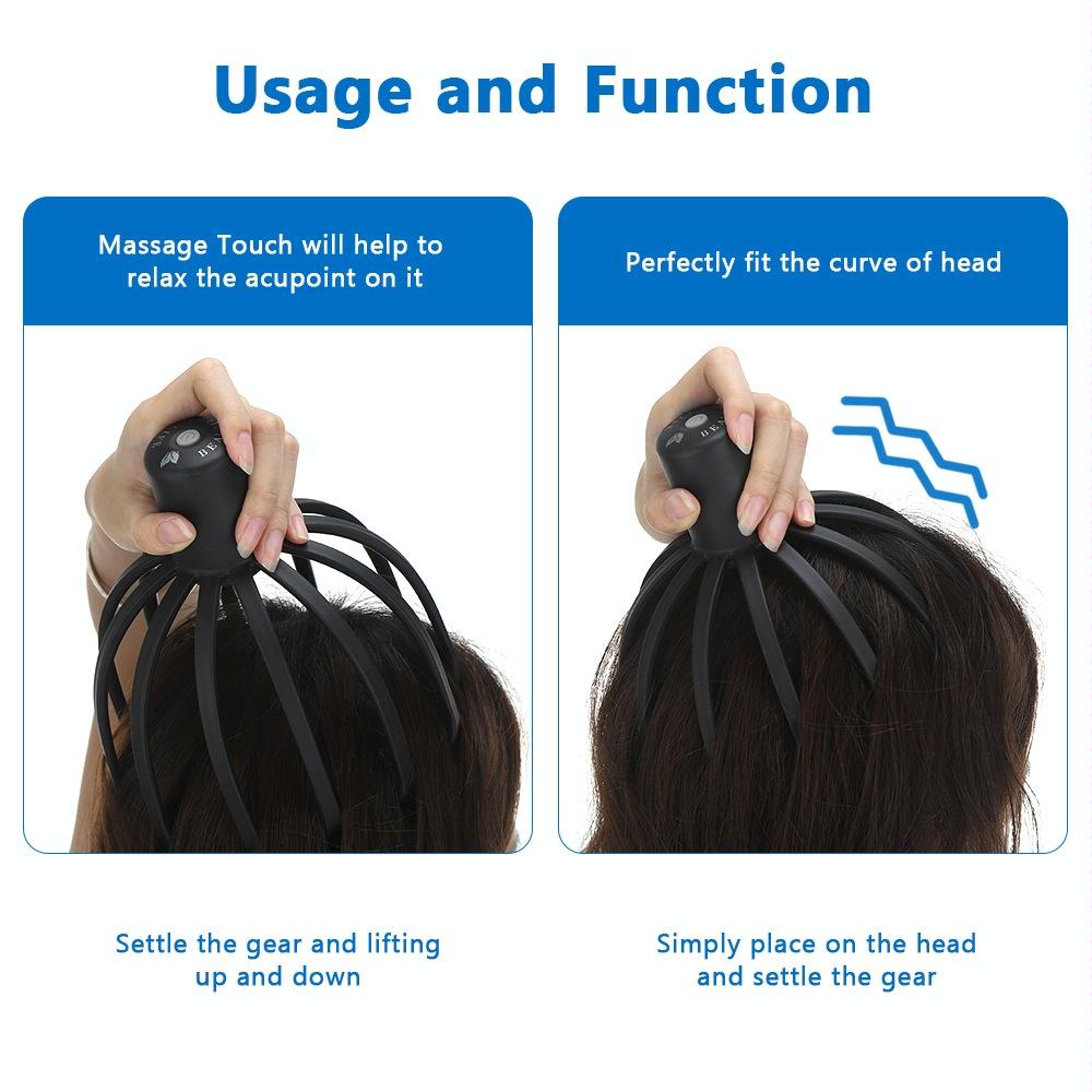 Vibrating Scalp Massager For Stress Relief Black 7