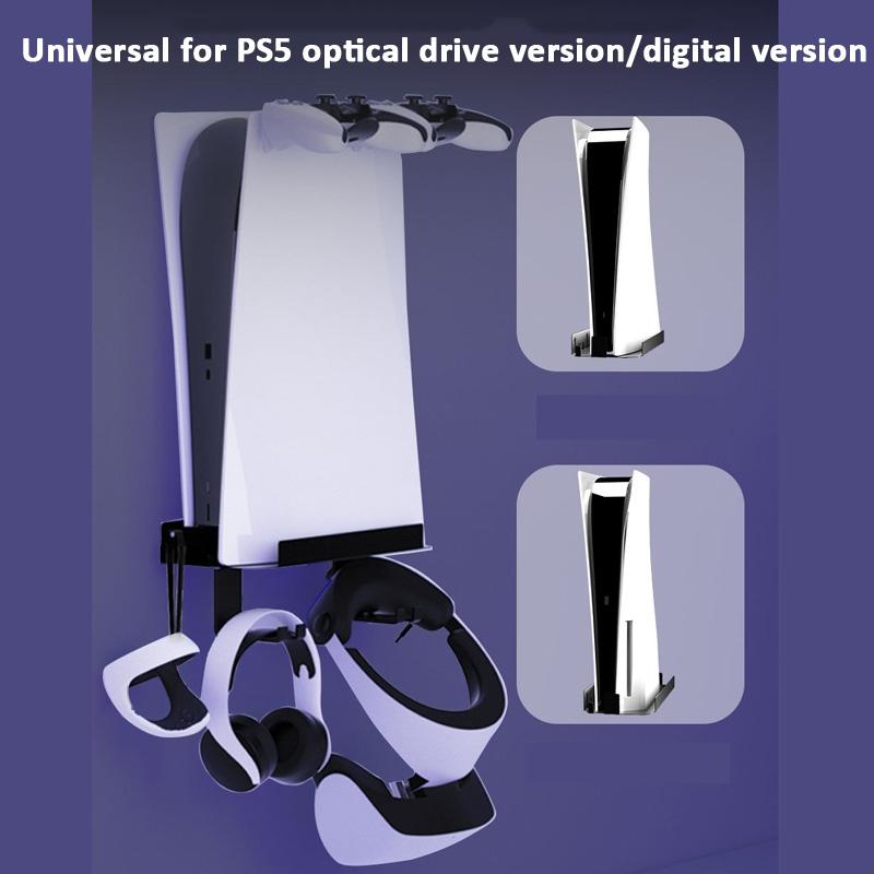Wall-Mounted Bracket For Ps5 Console With Controller Vr Glasses And Headphone Storage - Black 5