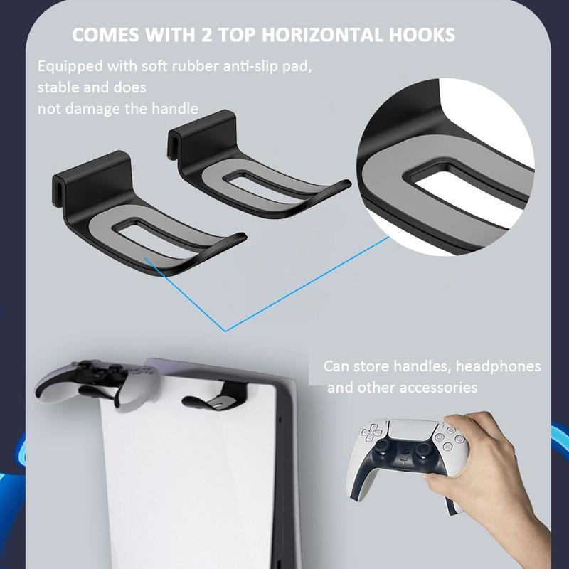 Wall-Mounted Bracket For Ps5 Console With Controller Vr Glasses And Headphone Storage - Black 8