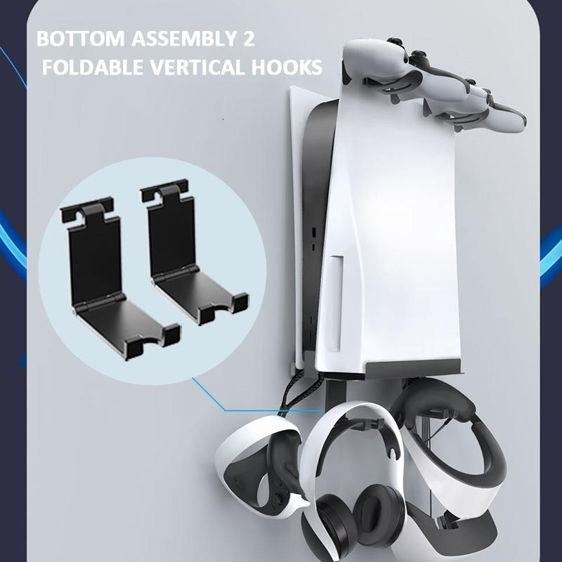 Wall-Mounted Bracket For Ps5 Console With Controller Vr Glasses And Headphone Storage - Black 9