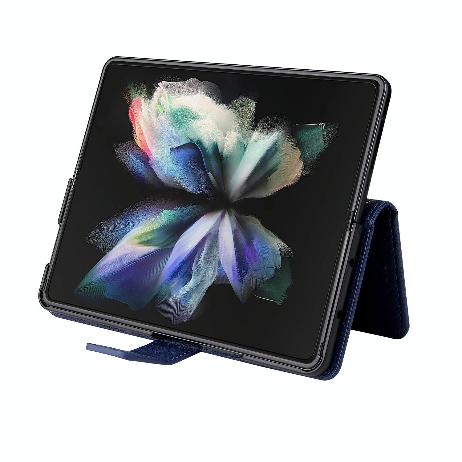 For Samsung Galaxy Z Fold4 5G Leather Flip Case With Pen Slot - Mint Blue 4