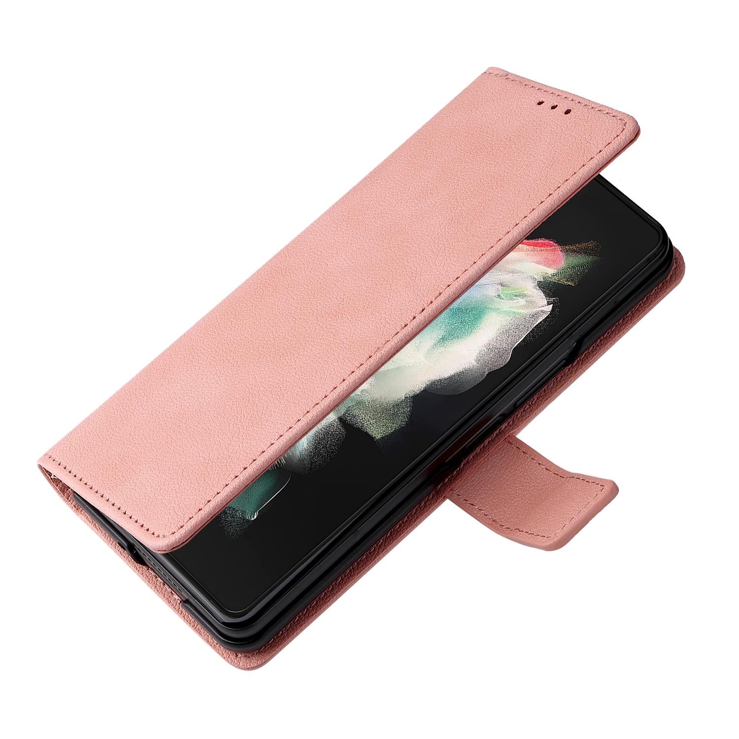 For Samsung Galaxy Z Fold4 5G Leather Flip Case With Pen Slot - Mint Blue 11