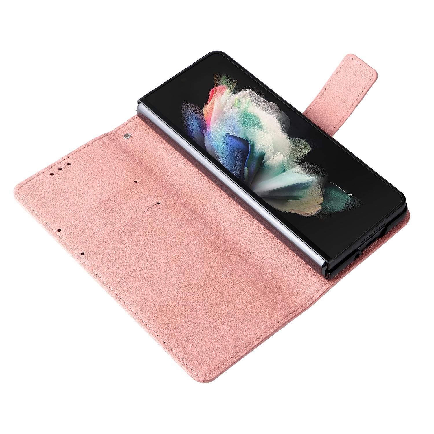 For Samsung Galaxy Z Fold4 5G Leather Flip Case With Pen Slot - Mint Blue 12