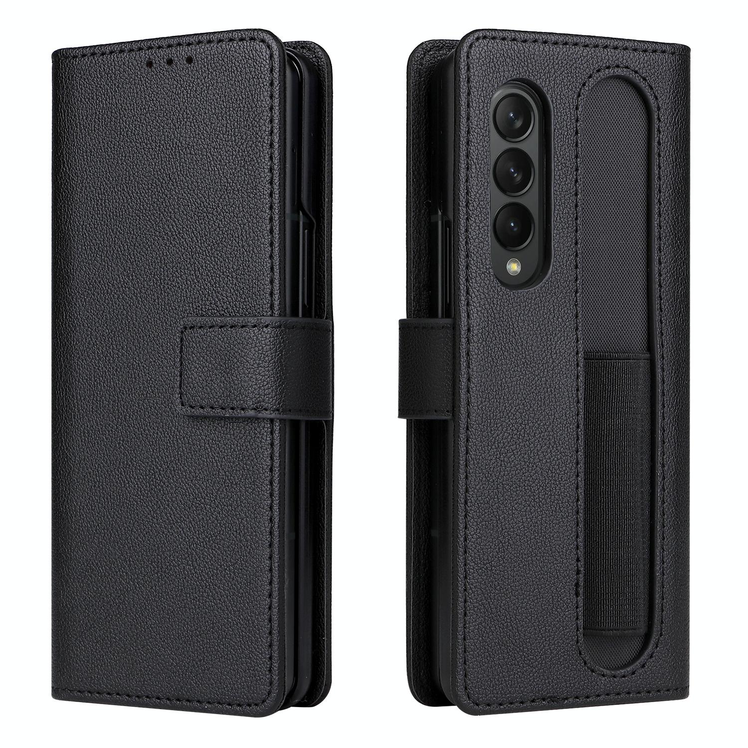 For Samsung Galaxy Z Fold4 5G Leather Flip Case With Pen Slot - Mint Blue 14