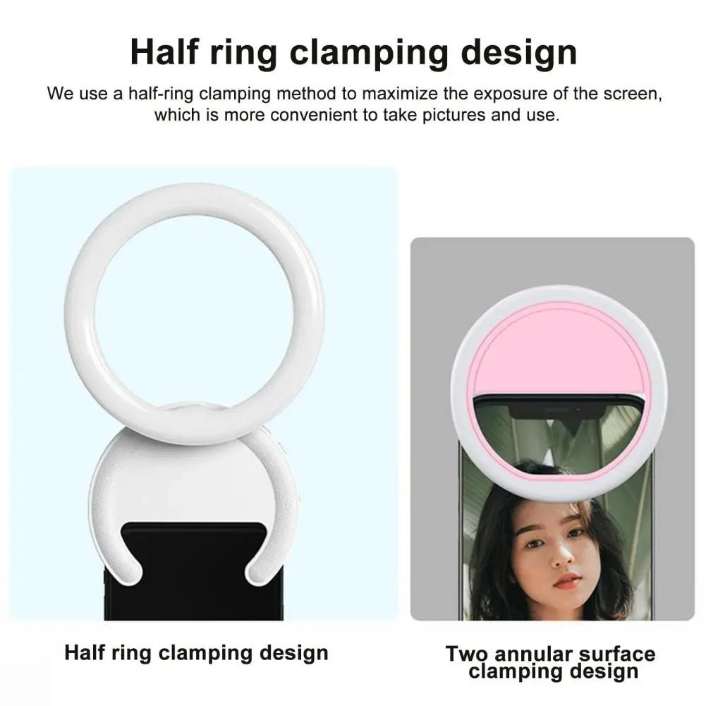 Clip-on Half-ring Fill Light for 10cm Mobile Phones - Pink 6