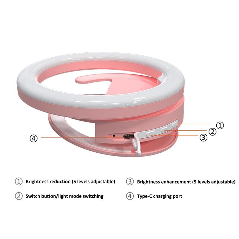 Clip-on Half-ring Fill Light for 10cm Mobile Phones - Pink 11